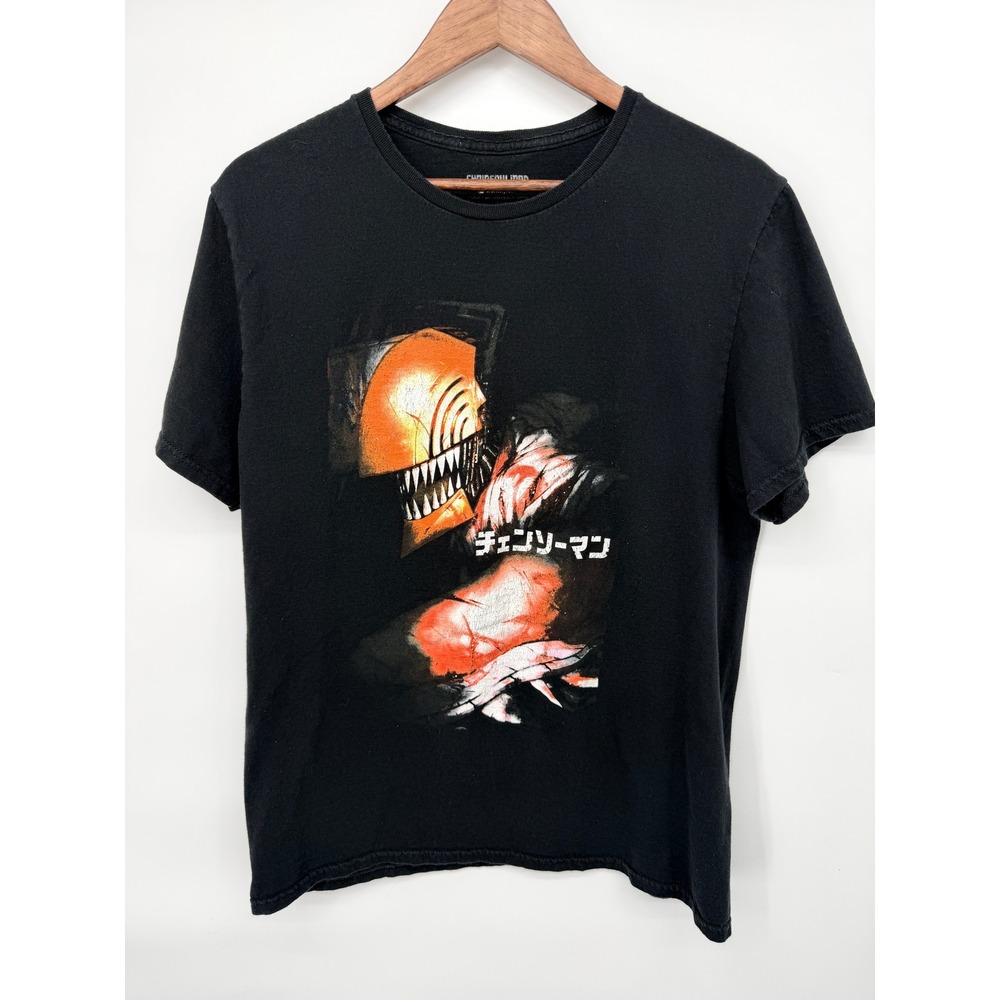 Chainsaw Man Graphic T-Shirt Mens Large Black Good Crunchyroll Anime Denji Tee